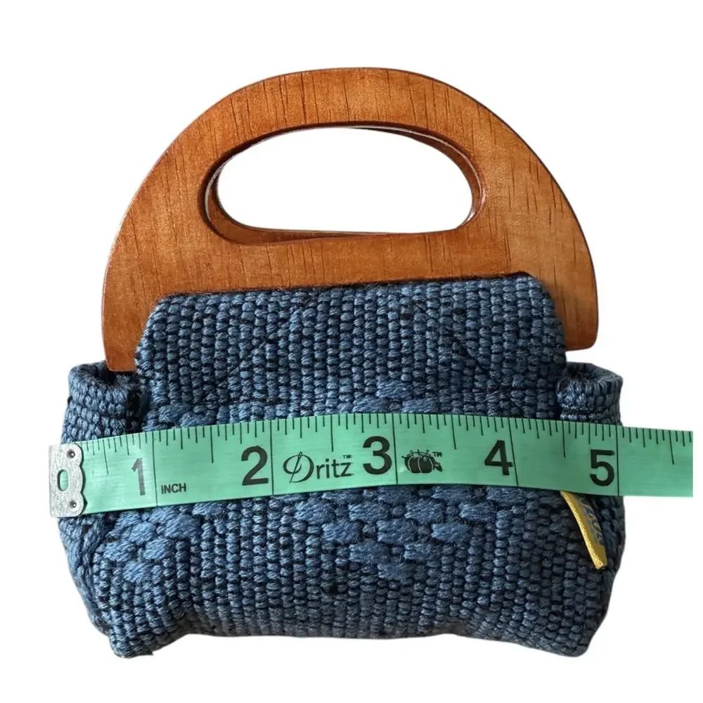 Pinzon Purse Mini Bermuda Like Bag Made in Mexico Blue Crochet 5”